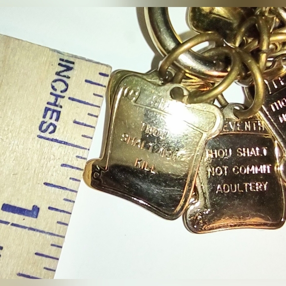 The Ten Commandments Gold Scrolls Charms Necklace - Picture 7 of 16